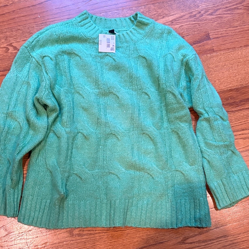 American Eagle Outfitters Mint Cable Knit Sweater